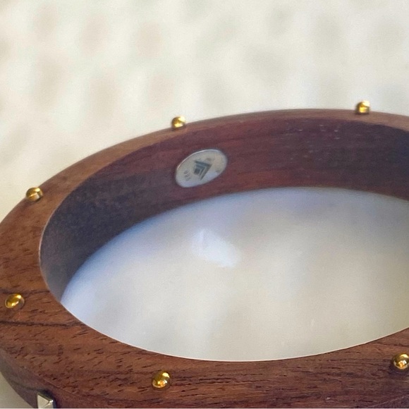 Silpada silver Brass and Crystal Studded Wooden Bangle Bracelet B3302 - Picture 7 of 11